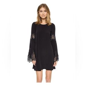 Evenuel Black Bell Sleeve Sheath Dress Medium